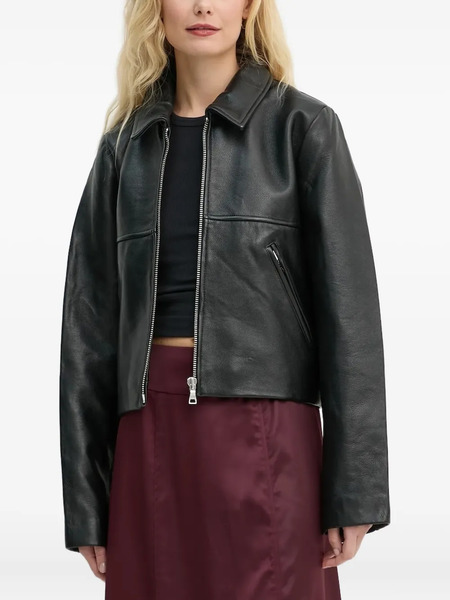  Won Hundred Zip-front Leather Jacket - Black 