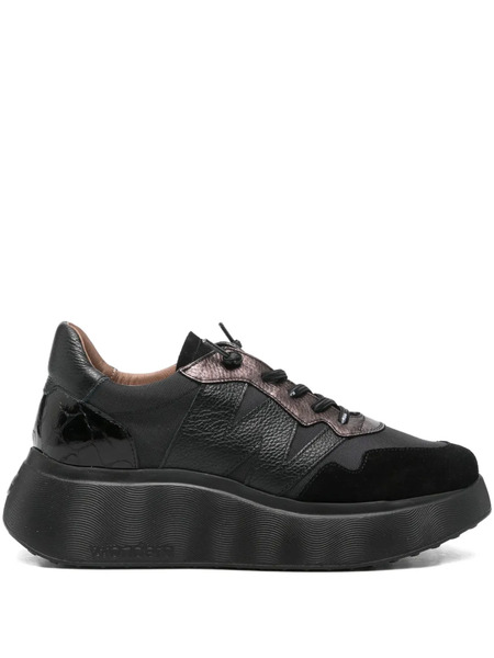 Wonders Leather Panelled Platform Sneakers - Black 