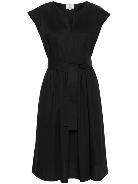  Woolrich Belted Cotton Flared Dress - Black 
