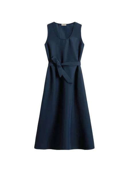  Woolrich Belted Round-neck Midi Dress - Blue 