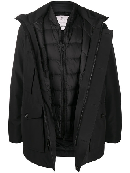  Woolrich Double Layered Hooded Coat - Black 