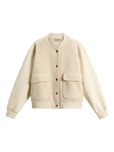  Woolrich Fleece Button-fastening Bomber Jacket - Neutrals 