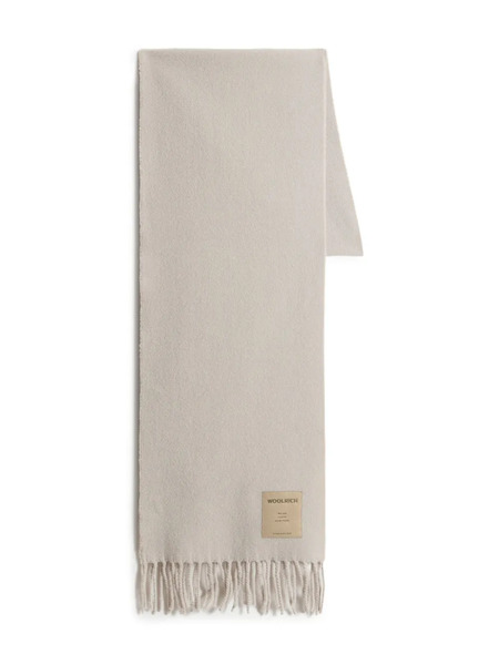  Woolrich Fringed Wool Logo-patch Scarf - Neutrals 