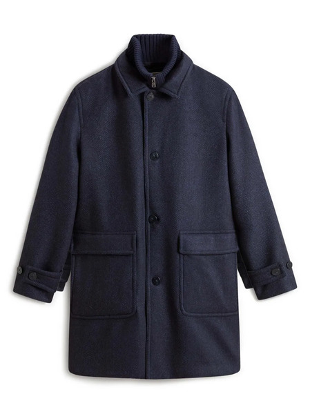  Woolrich Herringbone Wool Coat - Blue 