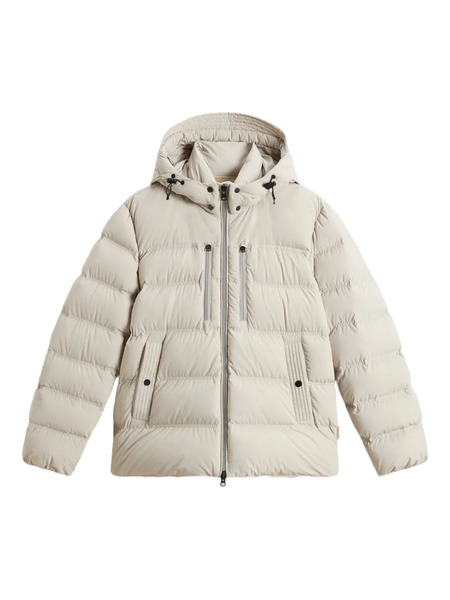  Woolrich Hooded Stretch Puffer Jacket - Grey 