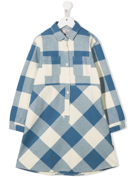  Woolrich Kids Checked Cotton Dress - White 