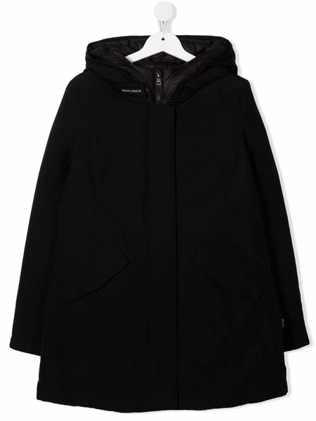  Woolrich Kids Concealed-front Hooded Coat - Black 
