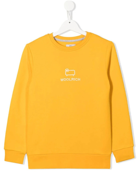  Woolrich Kids Embroidered-logo Crew Neck Sweatshirt - Yellow 