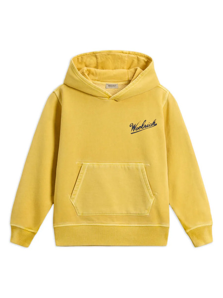  Woolrich Kids Garment-dyed Cotton Hoodie - Yellow 