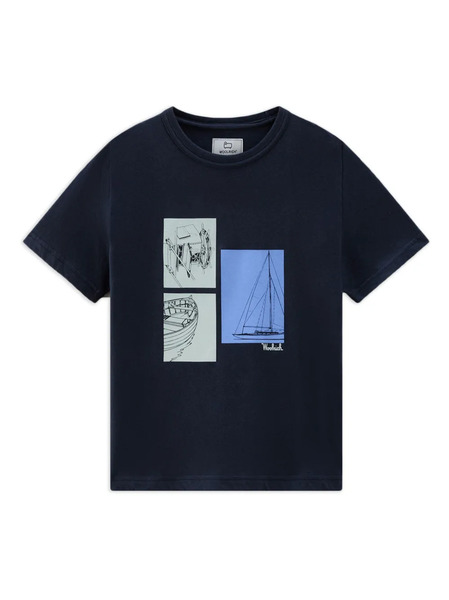  Woolrich Kids Graphic-print Cotton T-shirt - Blue 