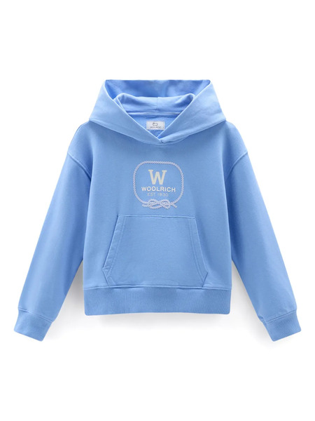  Woolrich Kids Logo-print Cotton Hoodie - Blue 