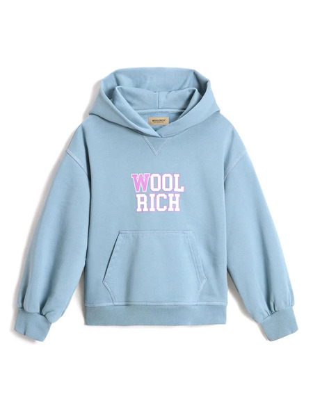  Woolrich Kids Puff-sleeve Cotton Hoodie - Blue 