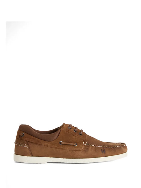  Woolrich Lace-up Leather Boat Shoes - Brown 