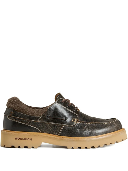 Woolrich Leather Lace-up Boat Shoes - Brown 