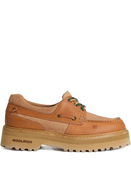  Woolrich Leather Platform Boat Shoes - Brown 