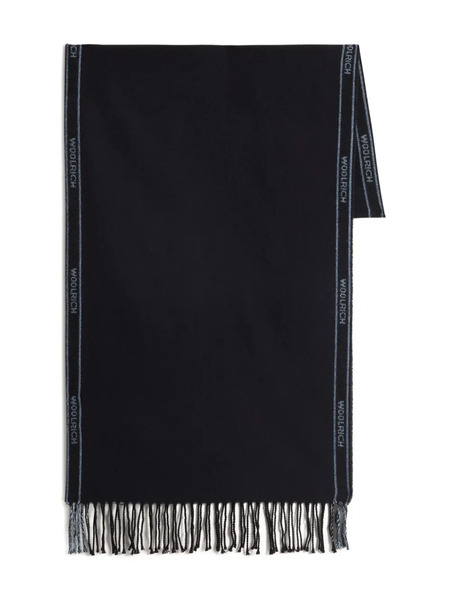  Woolrich Logo-detail Fringed Scarf - Black 