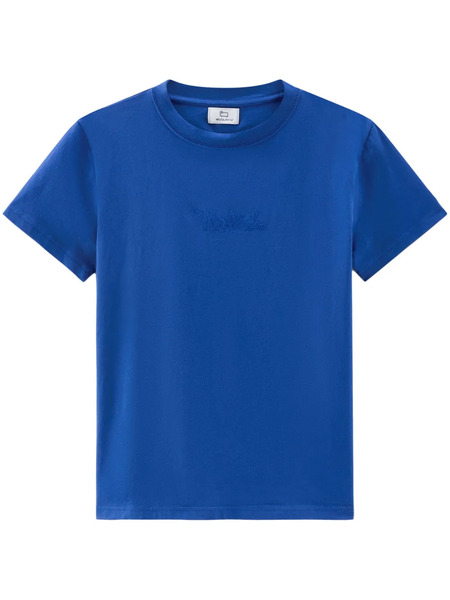  Woolrich Logo-embroidered Cotton T-shirt - Blue 