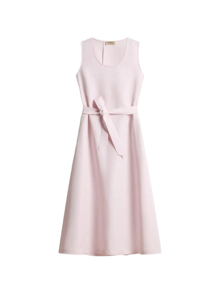  Woolrich Round-neck Belted Midi Dress - Pink 