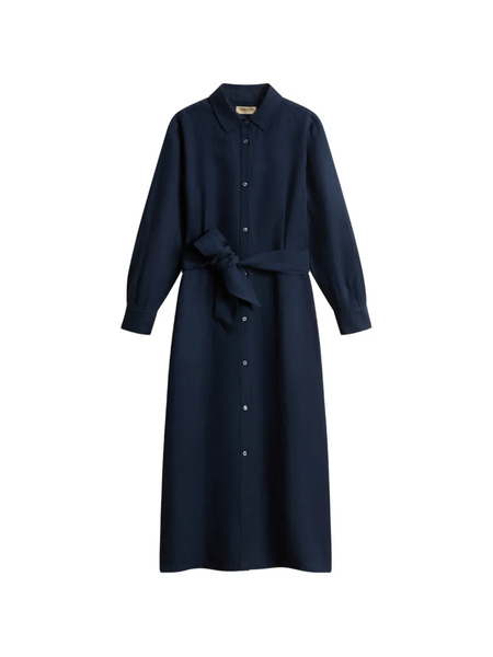  Woolrich Shirt Belt Midi Dress - Blue 