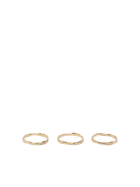  Wouters & Hendrix Gold 18k Yellow Gold Stacked Diamond Ring (set Of Three) 