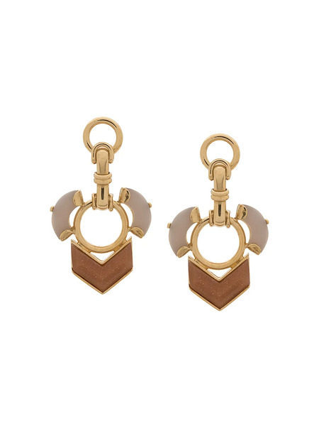  Wouters & Hendrix Sunstone And Grey Agate Earrings - Gold 