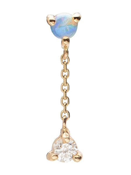  Wwake 14kt Recycled Yellow Gold Small Two Step Opal And Diamond Drop Earring 