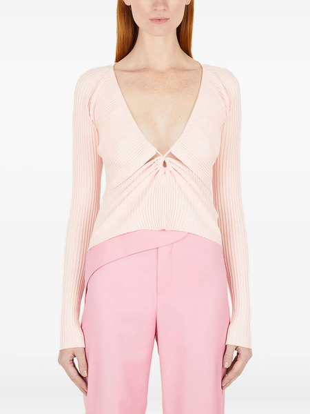 Wynn Hamlyn Ruched-panel V-neck T-shirt - Pink 