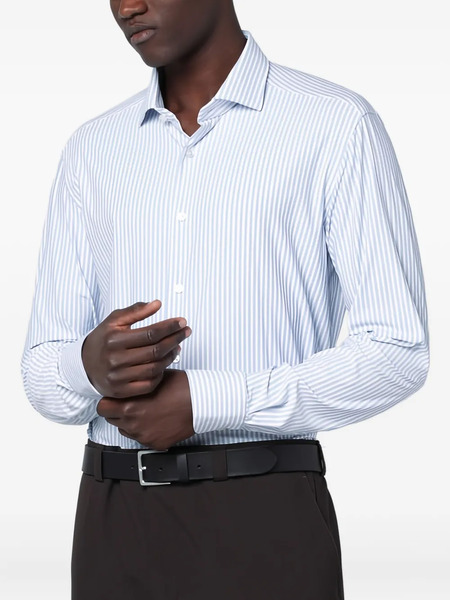  Xacus Long-sleeve Striped-pattern Shirt - Blue 