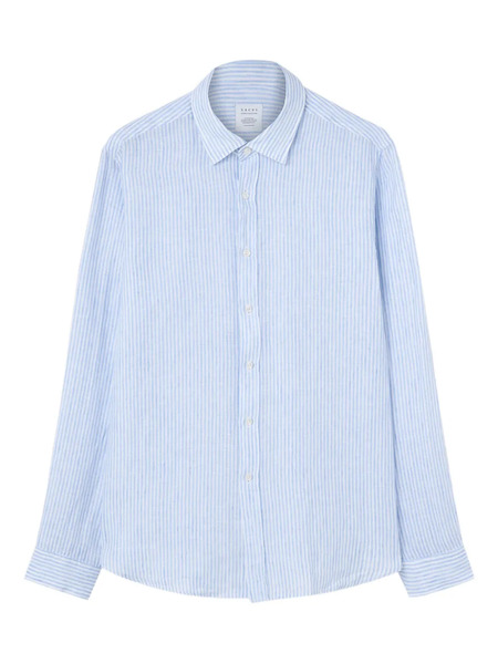  Xacus Striped Linen Shirt - Blue 