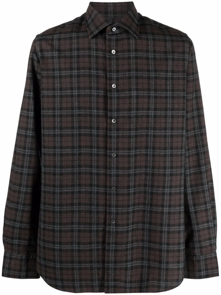  Xacus Tartan-print Wool Shirt - Brown 
