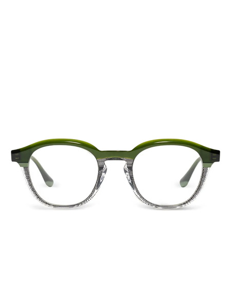  Xavier Garcia Design Pierre Textured-rim Round Glasses - Green 