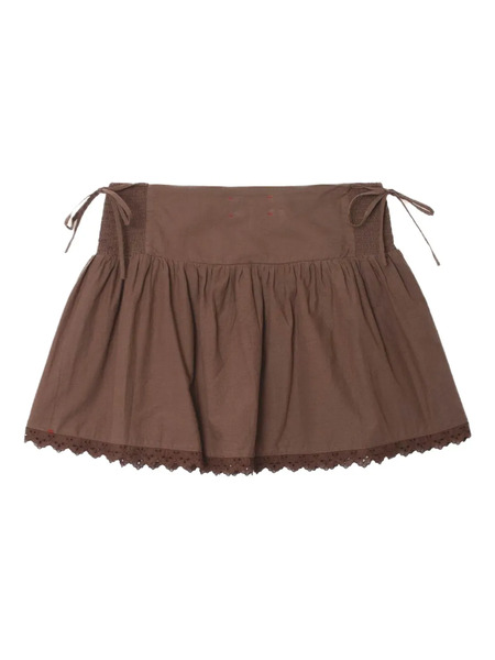  Xirena Paloma Lace-trimmed Smocked Skirt - Brown 