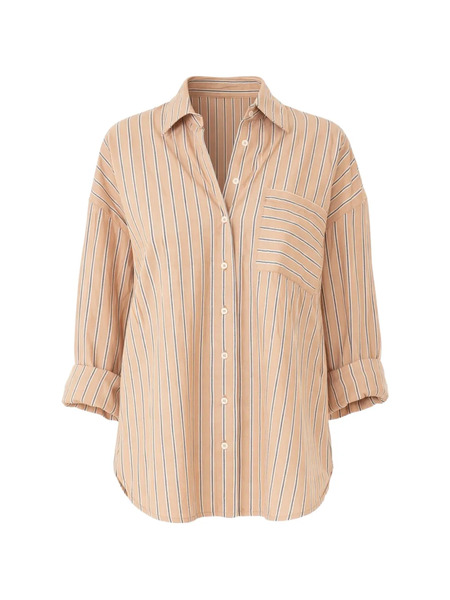  Xirena Striped Chest-pocket Shirt - Neutrals 