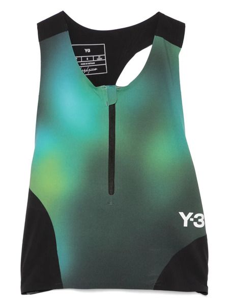  Y-3 Abstract-print Performance Top - Green 