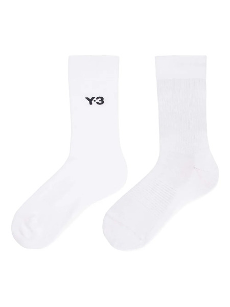 Y-3 Logo-embroidered Ribbed Socks - White 