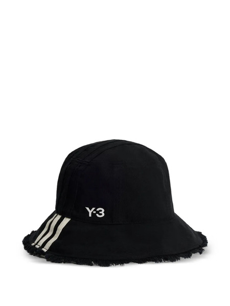  Y-3 Striped-logo Frayed Hat - Black 