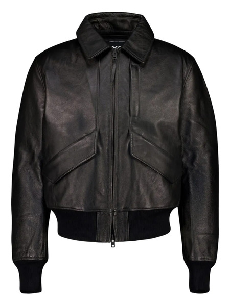  Y-3 Zipped-front Leather Jacket - Black 