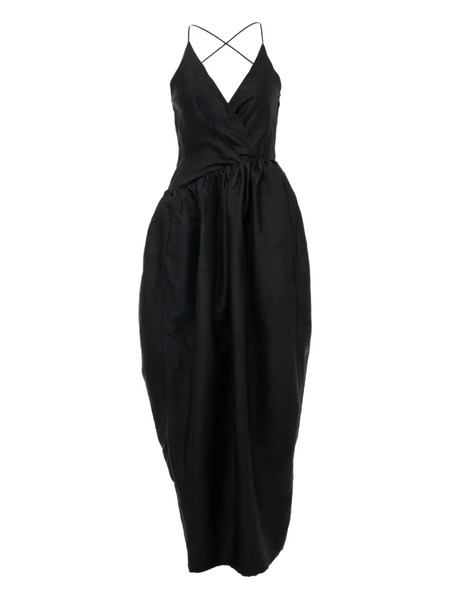  Yangkehan Cross-back Draped Dress - Black 