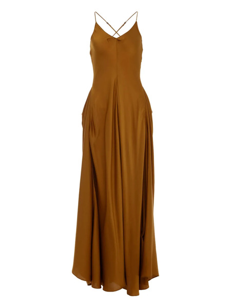  Yangkehan Cross-back Side-pocket Maxi Dress - Yellow 