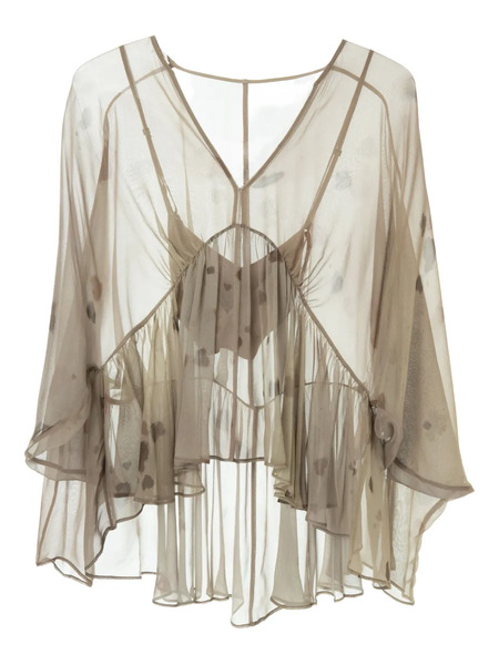  Yangkehan Ruffled Blouse - Neutrals 
