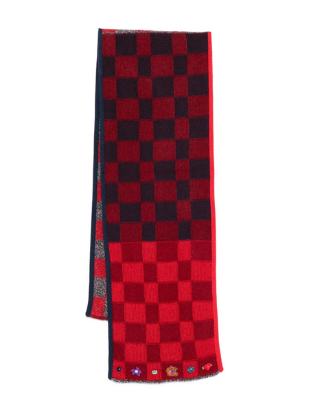  Yanyan Knits Checked Scarf - Red 