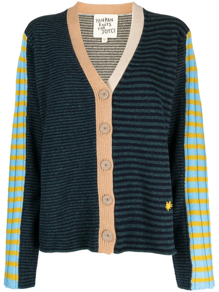  Yanyan Knits Logo-embroidered V-neck Cardigan - Multicolour 