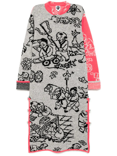  Yanyan Knits Patterned Dress - Grey 