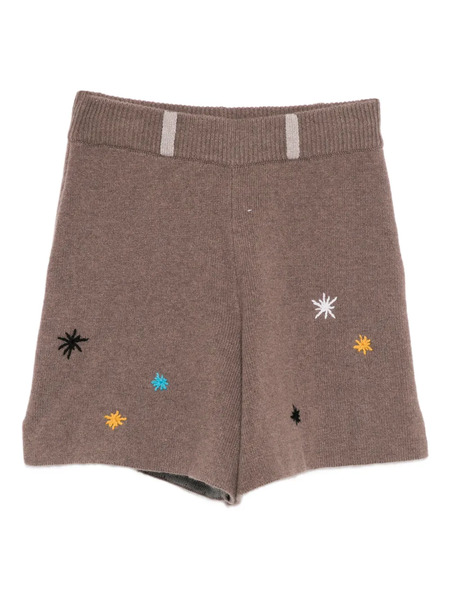  Yanyan Knits Star-embroidered Shorts - Brown 