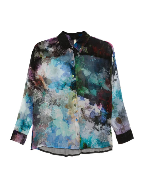  Yavi Abstract-print Silk Shirt - Blue 
