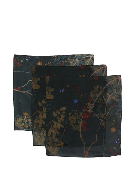  Yavi Floral Silk Scarf (set Of Three) - Blue 