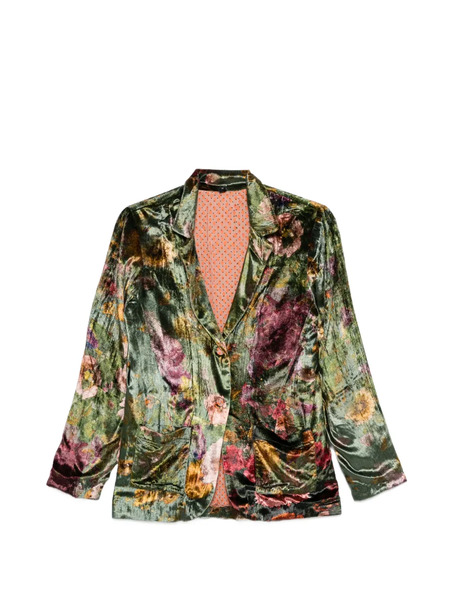  Yavi Floral Velvet Blazer - Green 