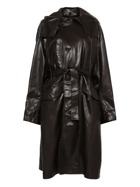  Ych Belted Hooded Coat - Brown 