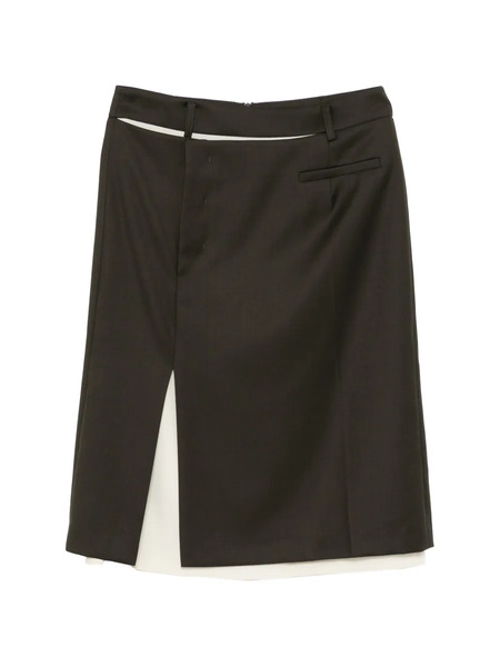  Ych Layered Midi Skirt - Brown 
