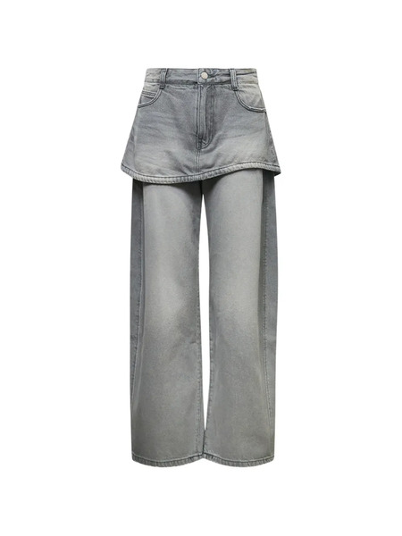  Ych Layered Skirt Jeans - Grey 
